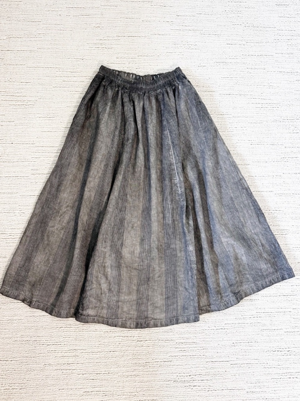 ICHI ANTIQUITES Women’s One Size Gray Midi Skirt Japan Lagenlook Granola Girl